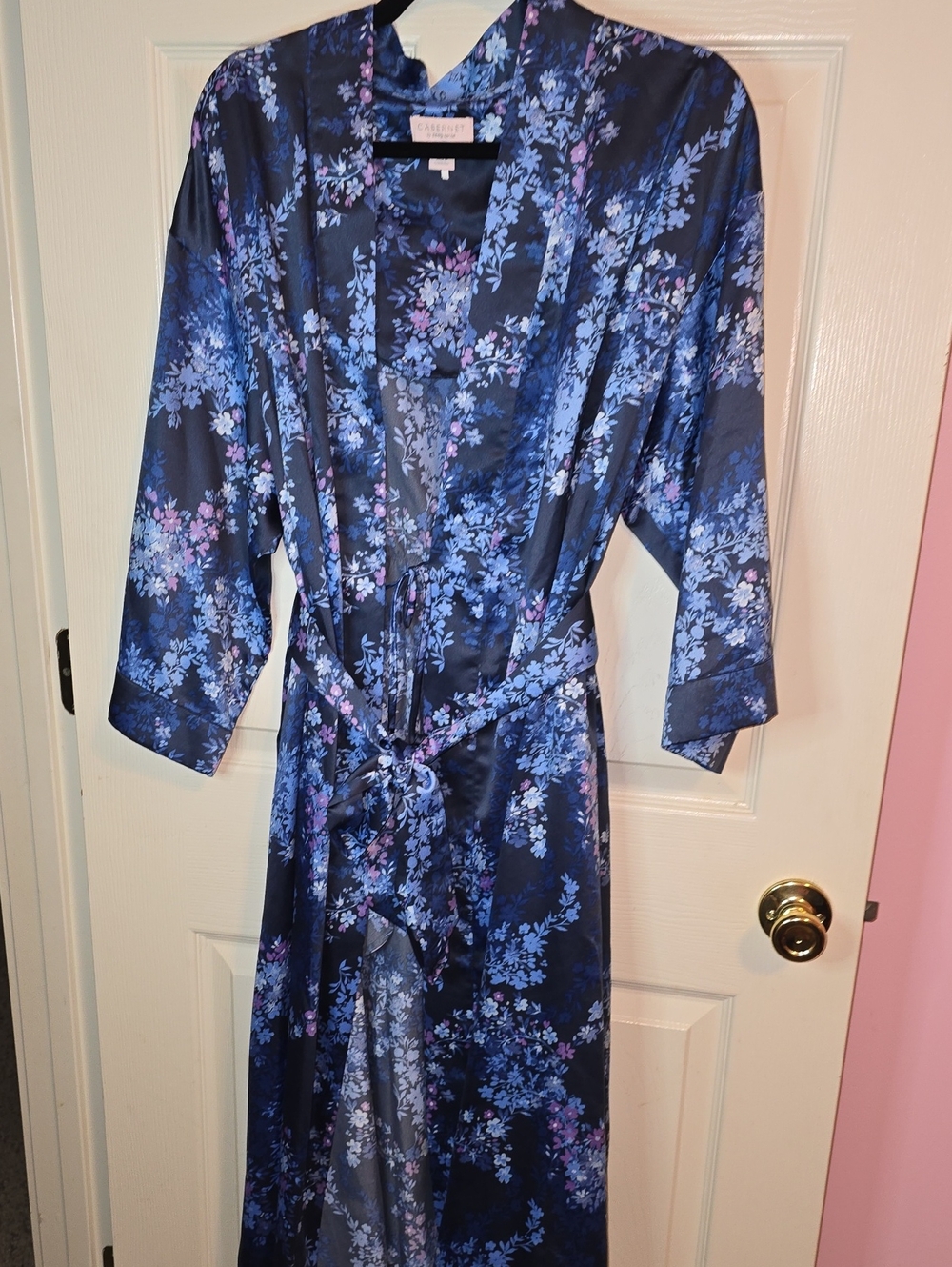 CABERNET by Sleep Sense Blue Floral Satin Robe